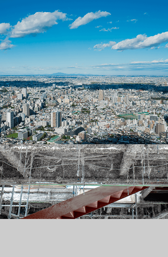 「建物を火から守る盾、耐火被覆工にならないか？」 火を防ぎ、安全をつくる。  達成感は形になる。完成した建物がその証。